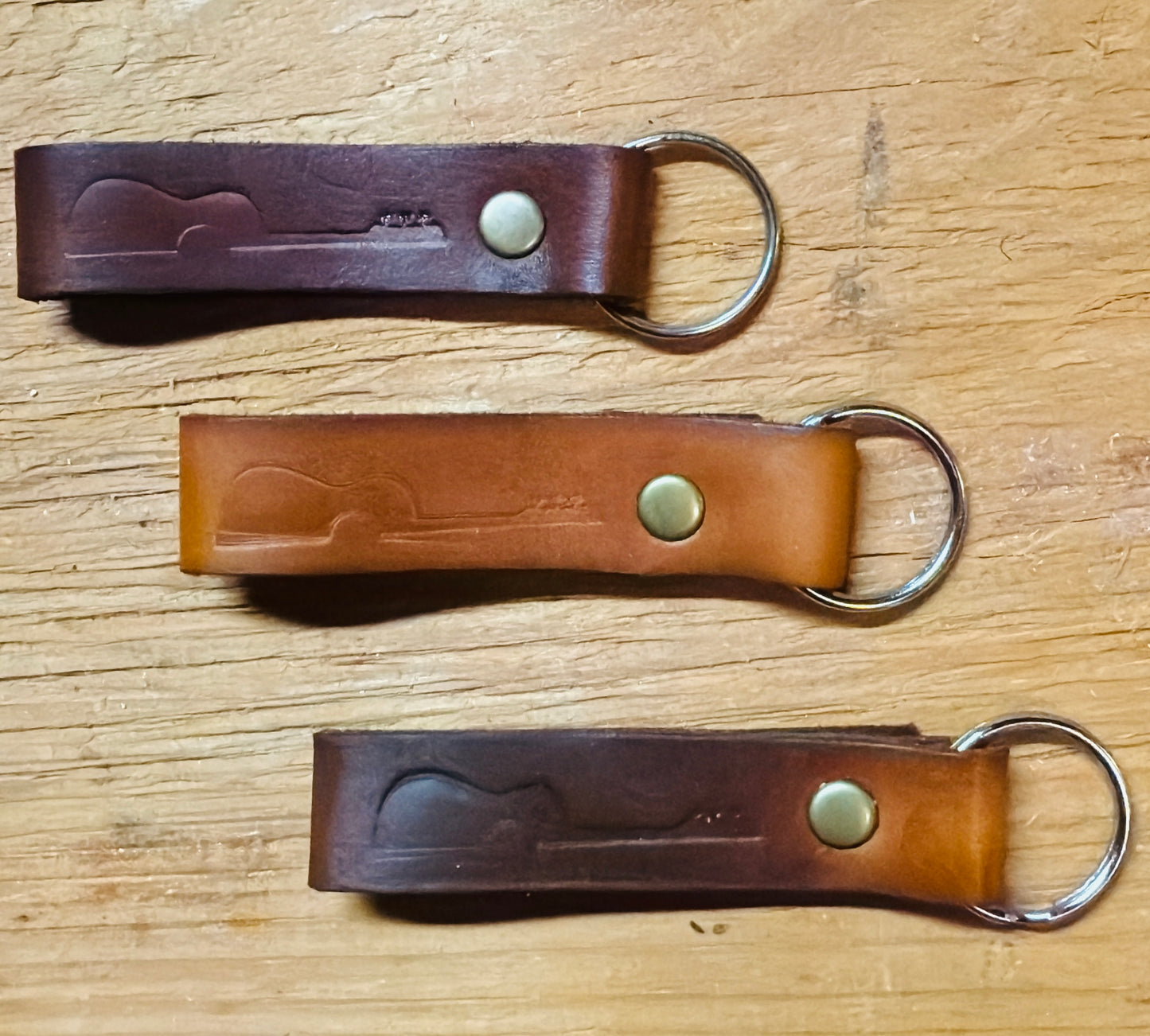 Handmade Guitar Logo Leather Key Chain