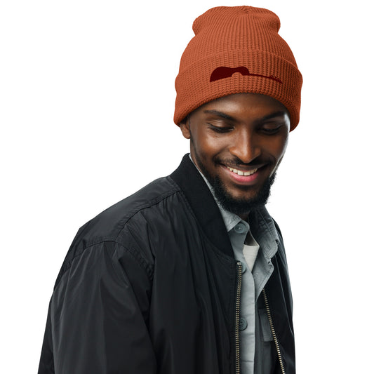 Guitar Logo Waffle beanie - Rust and Red